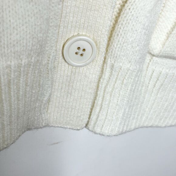 Max Studio Fringe Cable Knit Cardigan Sweater Cream Womens Small Button up - Picture 4 of 9